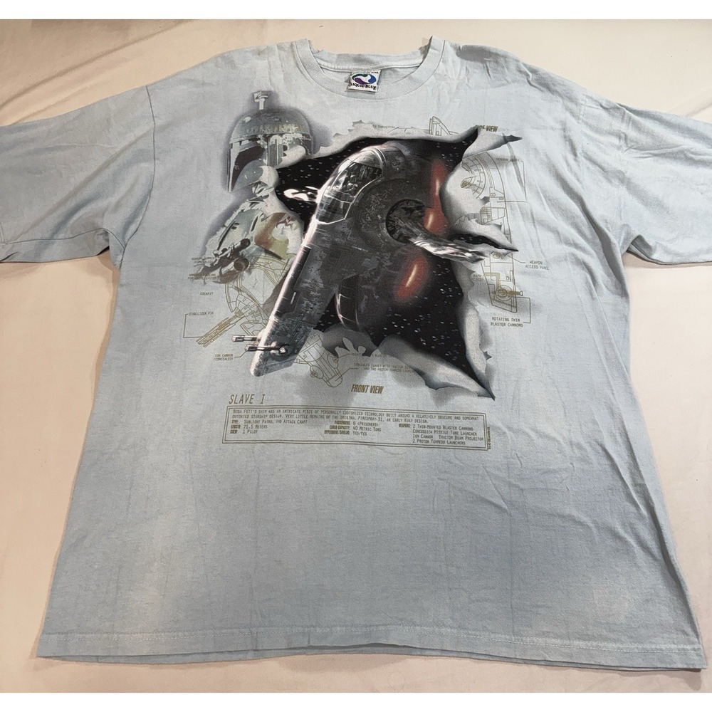vintage 1990s Liquid Blue Star Wars Boba Fett "Slave I" Dead Stock Rare XXL